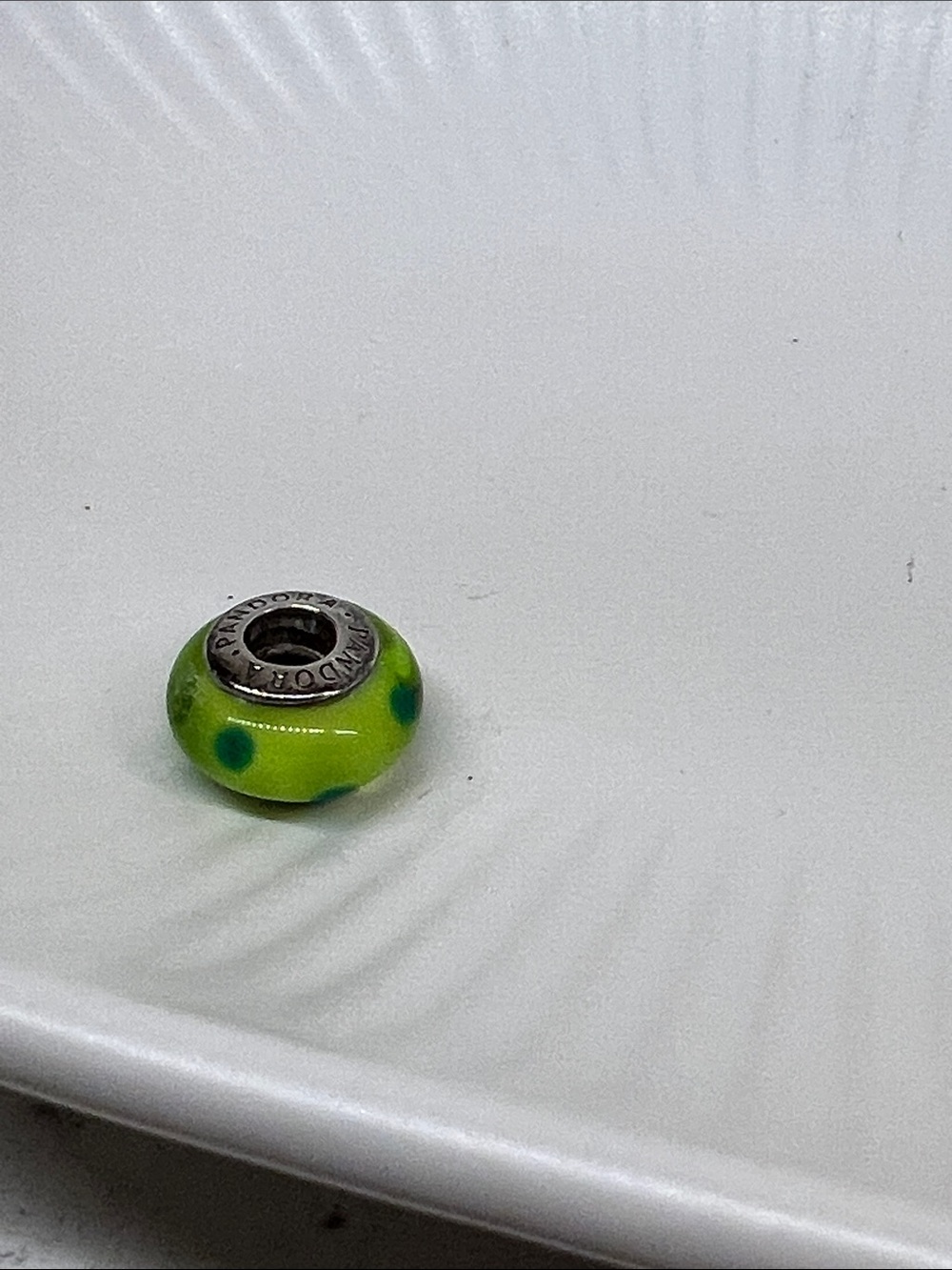 Pandora bright green Murano glass bead charm